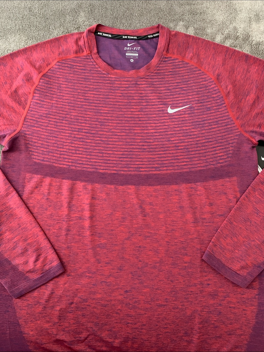 Nike Men’s Dri-FIT Long Sleeve Shirt - Red/Purple Heather